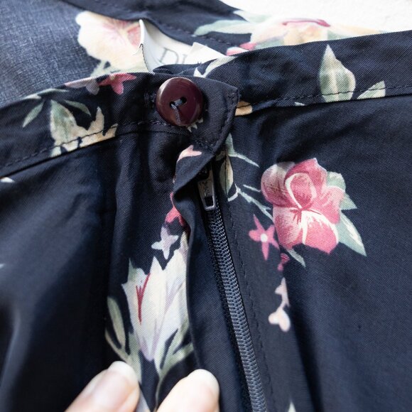 Vintage Navy Floral Maxi Skirt | 90s Boho | Romantic Whimsigoth | CottageCore - Picture 5 of 8